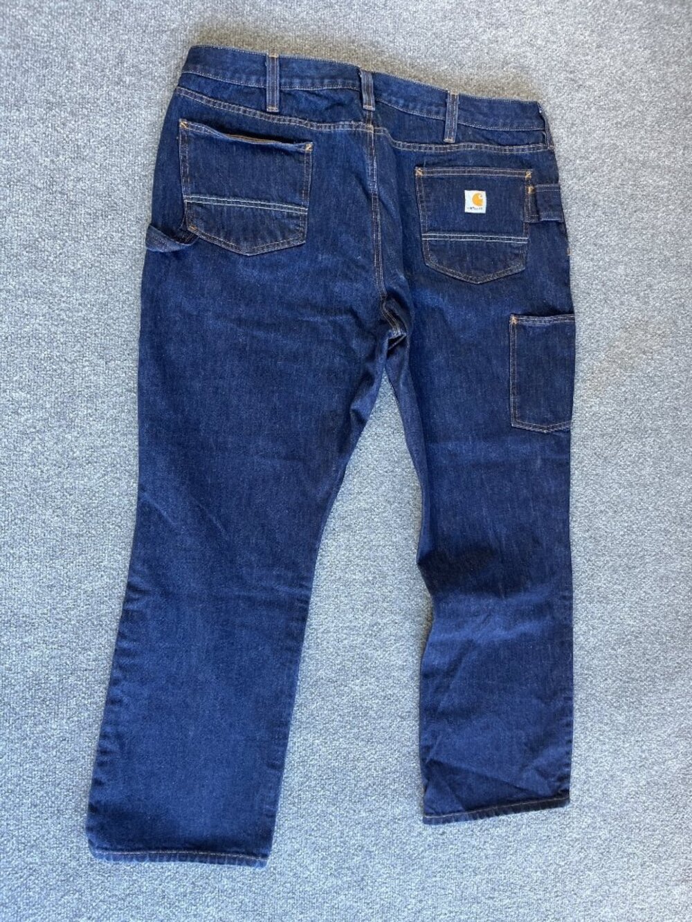 Carhartt Mens Relaxed Fit Jeans 40x30 Dark Blue Denim Cotton/Spandex  NICE